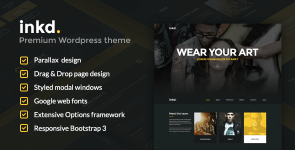 Inkd. Tattoo Studio One-Page WordPress Theme