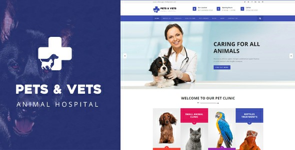 PetsVets WordPress Theme for Veterinary Hospitals and Pet Care Takers
