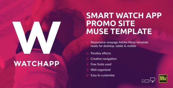 WatchApp Smart Watch App Promo Muse Template