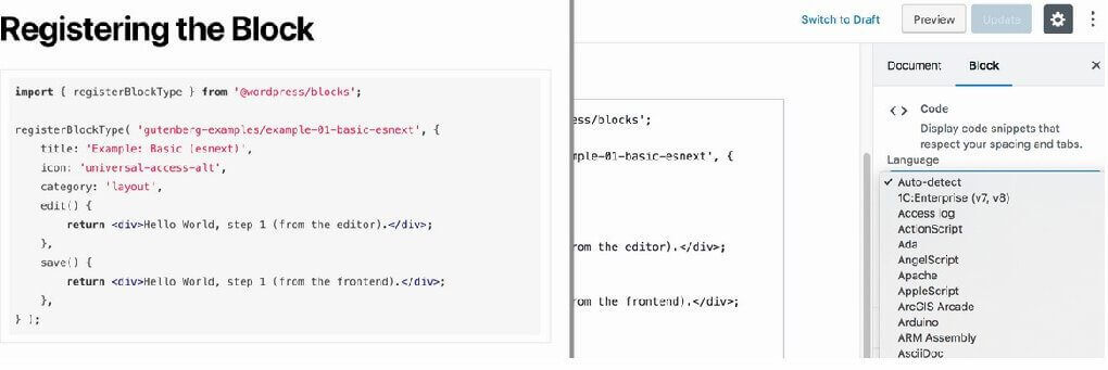 Syntax highlighting Code Block