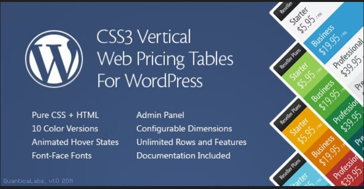 CSS3 Vertical Web Pricing